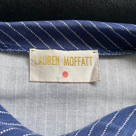 Lauren Moffatt Denim Mini Dress, Blue Striped, Size 6 - Picture 8 of 8
